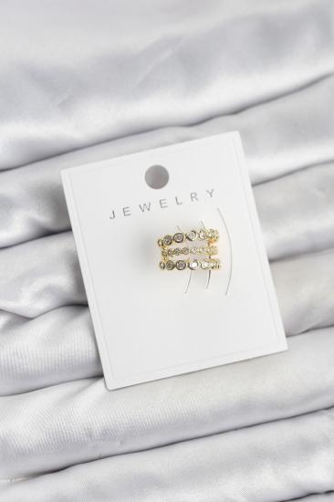 Gold Renk Zirkon Taşlı Hkursat Pirinç Kıkırdak Earcuff Küpe