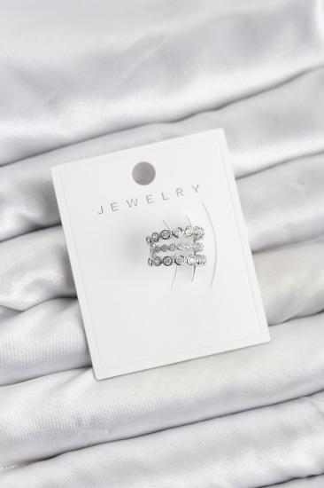 Gümüş Renk Zirkon Taşlı Hkursat Pirinç Kıkırdak Earcuff Küpe