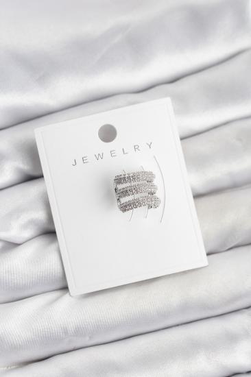 Hkursat Pirinç Gümüş Renk Zirkon Taşlı Earcuff Kıkırdak Küpe