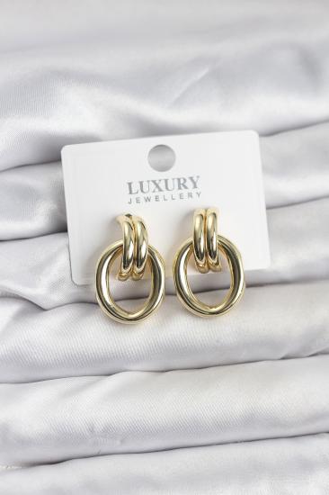 Gold Renk Hkursat Pirinç Vintage Kadın Küpe