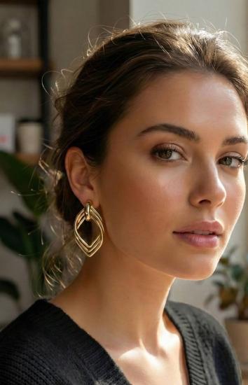 Vintage Gold Renk Hkursat Pirinç Kadın Küpe