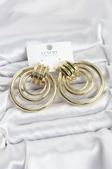 Hkursat Pirinç Gold Renk Halka Model Vintage Kadın Küpe
