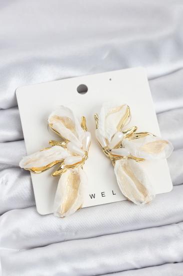 Lotus Model Beyaz Renk Tüllü Kadın Küpe