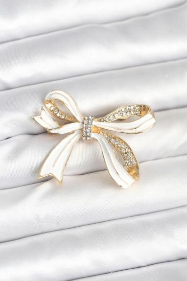 Beyaz Renk Fiyonk Model Broş