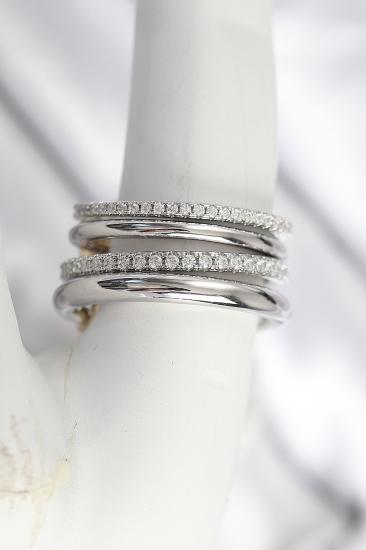 Hkursat Pirinç Gümüş Renk Zirkon Taşlı 4’Lü Kadın Yüzük