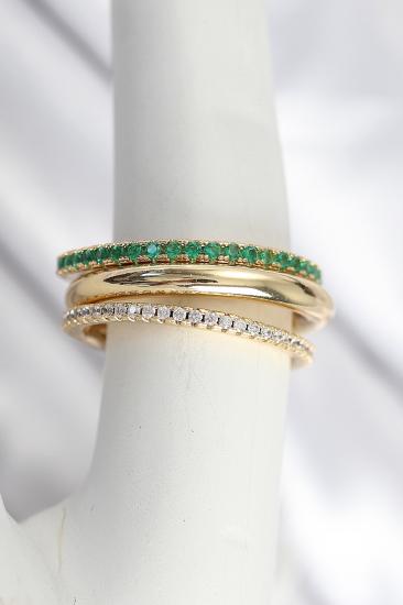 Hkursat Pirinç Gold Renk Zirkon Taşlı 4’Lü Kadın Yüzük