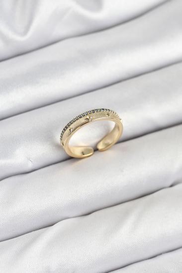 Hkursat Pirinç Gold Renk Sıralı Zirkon Taşlı Kutup Yıldızı Model Kadın Yüzük