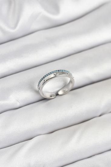 Hkursat Pirinç Gümüş Renk Sıralı Zirkon Taşlı Kutup Yıldızı Model Kadın Yüzük