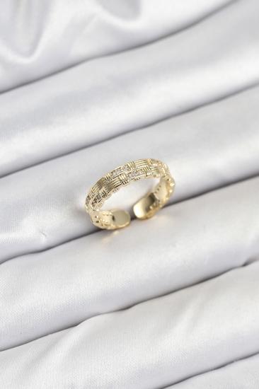 Hkursat Pirinç Gold Renk Zirkon Taşlı Sırım Kadın Yüzük