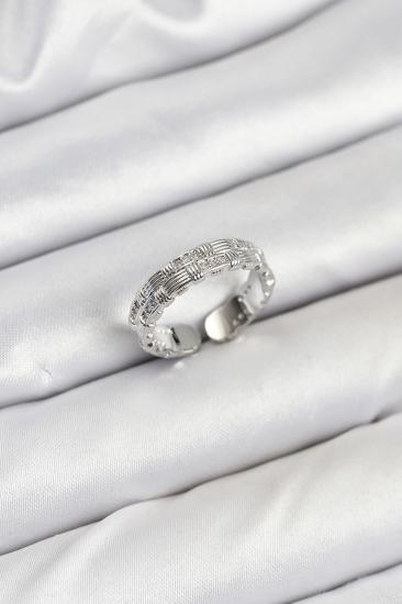 Hkursat Pirinç Gümüş Renk Zirkon Taşlı Sırım Kadın Yüzük