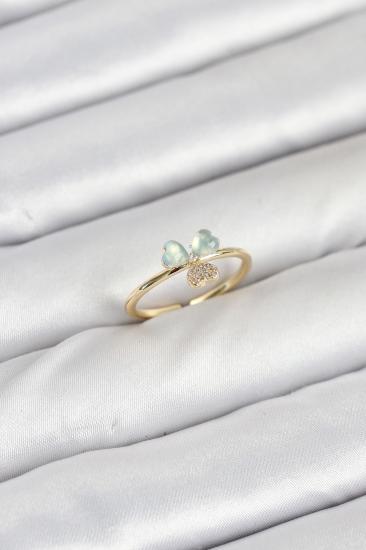 Hkursat Pirinç Gold Renk Yonca Model Kadın Yüzük