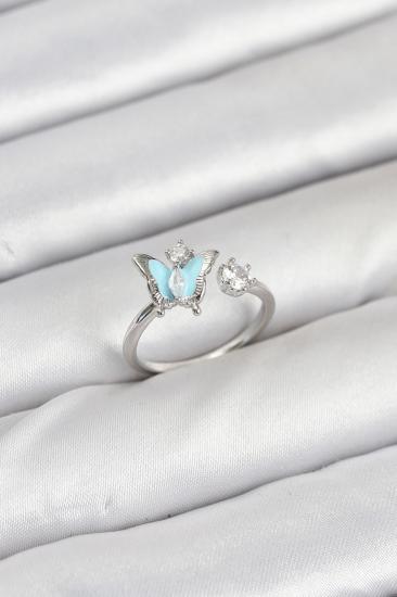 Hkursat Pirinç Gümüş Renk Kelebek Model Kadın Yüzük