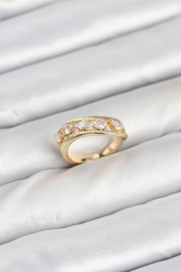 Hkursat Pirinç Gold Renk Zirkon Taşlı Kadın Yüzük