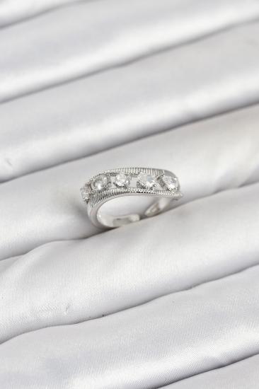 Hkursat Pirinç Gümüş Renk Zirkon Taşlı Kadın Yüzük