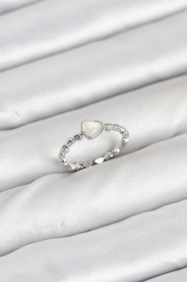 Hkursat Pirinç Gümüş Renk Kalpli Model Kadın Yüzük