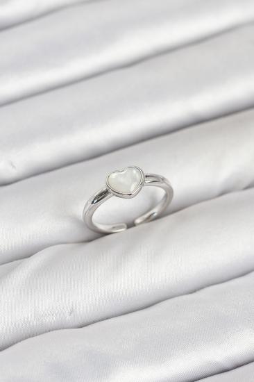 Hkursat Pirinç Gümüş Renk Kalpli Kadın Yüzük