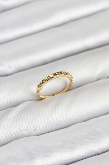 Hkursat Pirinç Gold Renk Renkli Zirkon Taşlı Kadın Yüzük