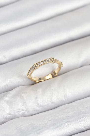 Hkursat Pirinç Gold Renk Kemik Model Zirkon Taşlı Kadın Yüzük
