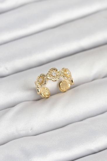 Hkursat Pirinç Gold Renk Yonca Model Kadın Yüzük