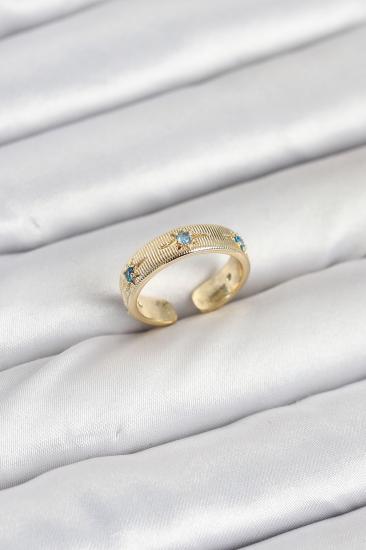 Hkursat Pirinç Gold Renk Mavi Zirkon Taşlı Kutup Yıldızı Model Kadın Yüzük