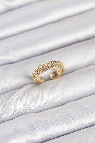 Hkursat Pirinç Gold Renk Zirkon Taşlı Kutup Yıldızı Model Kadın Yüzük