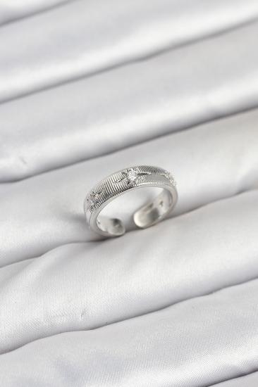 Hkursat Pirinç Gümüş Renk Zirkon Taşlı Kutup Yıldızı Model Kadın Yüzük