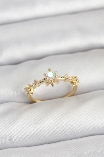 Gold Renk Hkursat Pirinç Yıldız Model Kadın Yüzük