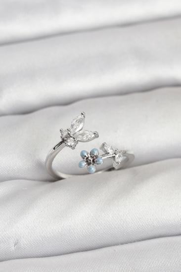 Hkursat Pirinç Gümüş Renk Kelebek Model Kadın Yüzük