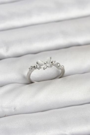 Kelebek Model Gümüş Renk Hkursat Pirinç Kadın Yüzük