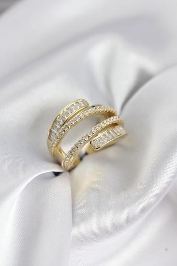 Sarmal Zirkon Baget Taşlı Gold Renk Kadın Yüzük
