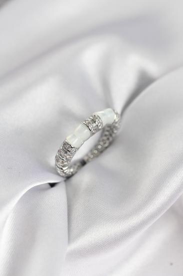 Zirkon Taşlı Kemik Model Gümüş Renk Kadın Yüzük