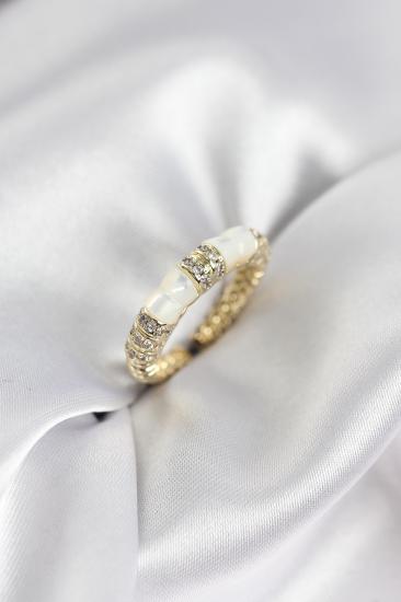 Zirkon Taşlı Kemik Model Gold Renk Kadın Yüzük