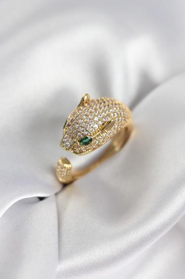 Jaguar Model Gold Renk Zirkon Taşlı Kadın Yüzük