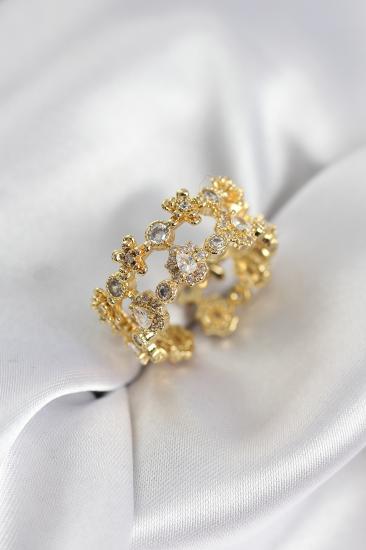 Zirkon Taşlı 2’li Model Gold Renk Kadın Yüzük
