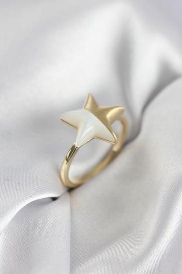 Gold Renk Sedefli Yıldız Model Kadın Yüzük