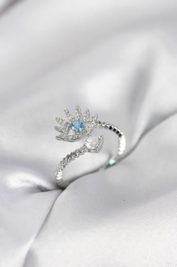 Gümüş Renk Göz Model Zirkon Taşlı Kadın Yüzük