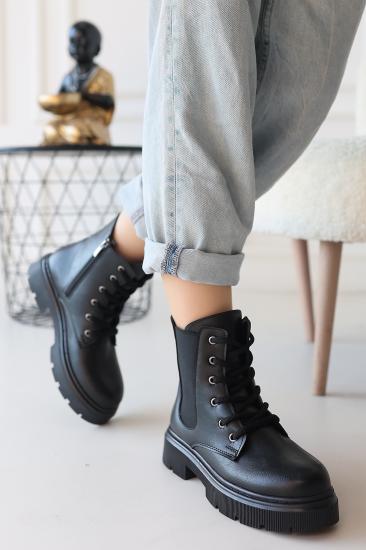 Bluefeet Daum Siyah Cilt Bağcıklı Bot
