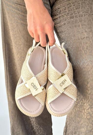 Hkursat Cate Bej Hasır Cilt Sandalet