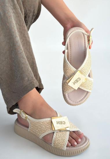 Hkursat Cate Bej Hasır Cilt Sandalet