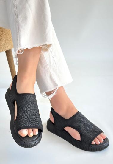 Hkursat Wayi Siyah Hasır Cilt Sandalet