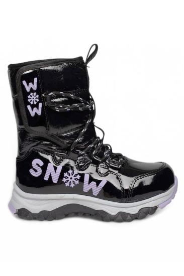 Hkursat Snw Siyah Lila Suya Dayanıklı Kaymaz Kız Çocuk Kar Botu