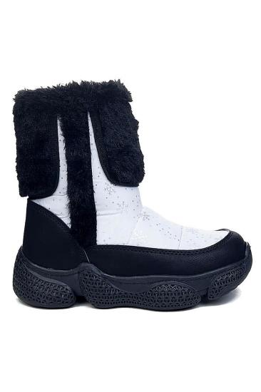 Hkursat Ltt Beyaz Siyah Fermuarlı Kız Çocuk Kar Botu