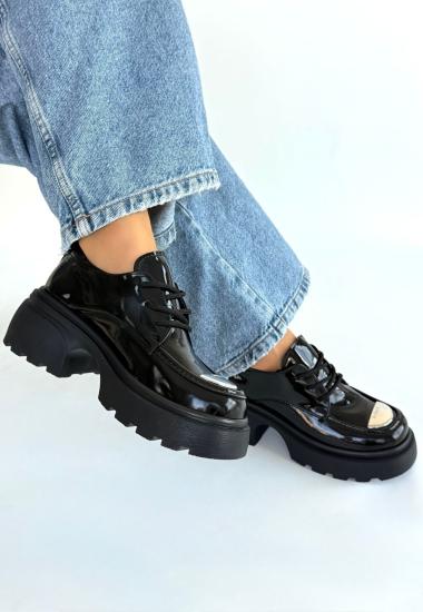 Hkursat Kiya Siyah Rugan Dolgu Topuk Oxford Ayakkabı