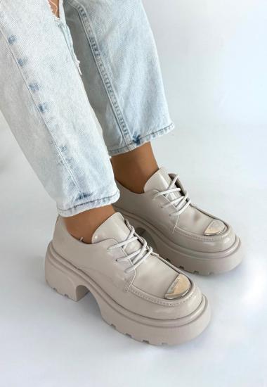 Hkursat Kiya Bej Rugan Dolgu Topuk Oxford Ayakkabı