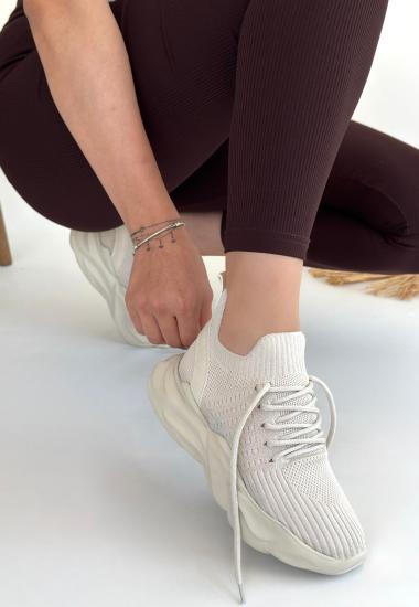 Bluefeet Bej Triko Bağcıklı Spor Ayakkabı