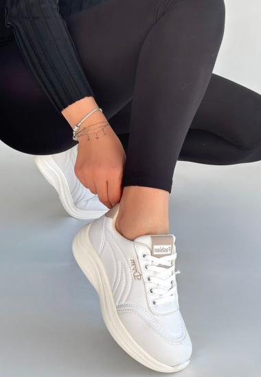 Bluefeet Beyaz Cilt Bağcıklı Spor Ayakkabı