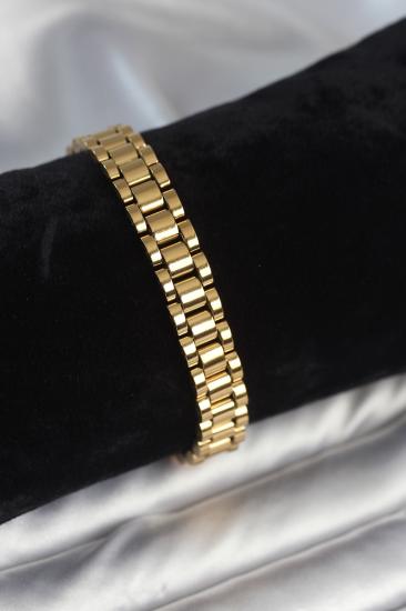 Hkursat 316L Çelik Gold Renk 9 mm Kalınlık Erkek Bileklik