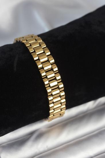 Hkursat 316L Çelik Gold Renk 12 mm Kalınlık Erkek Bileklik