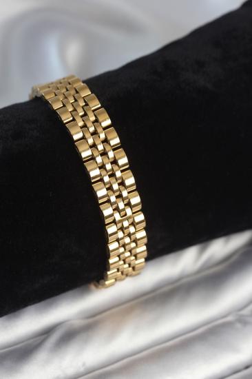 Hkursat 316L Çelik 12 mm Kalınlıkta Gold Renkli Erkek Bileklik
