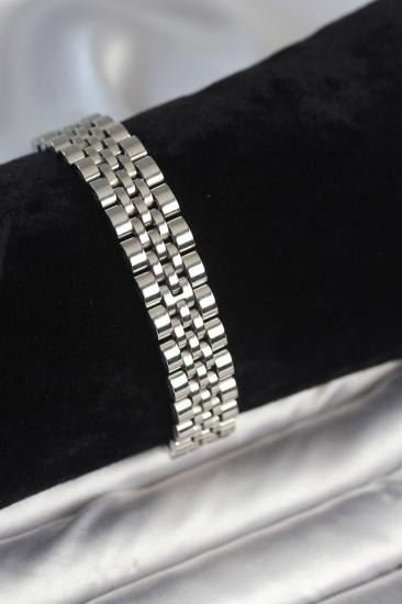 Hkursat 316L Çelik 12 mm Kalınlıkta Gümüş Renkli Erkek Bileklik